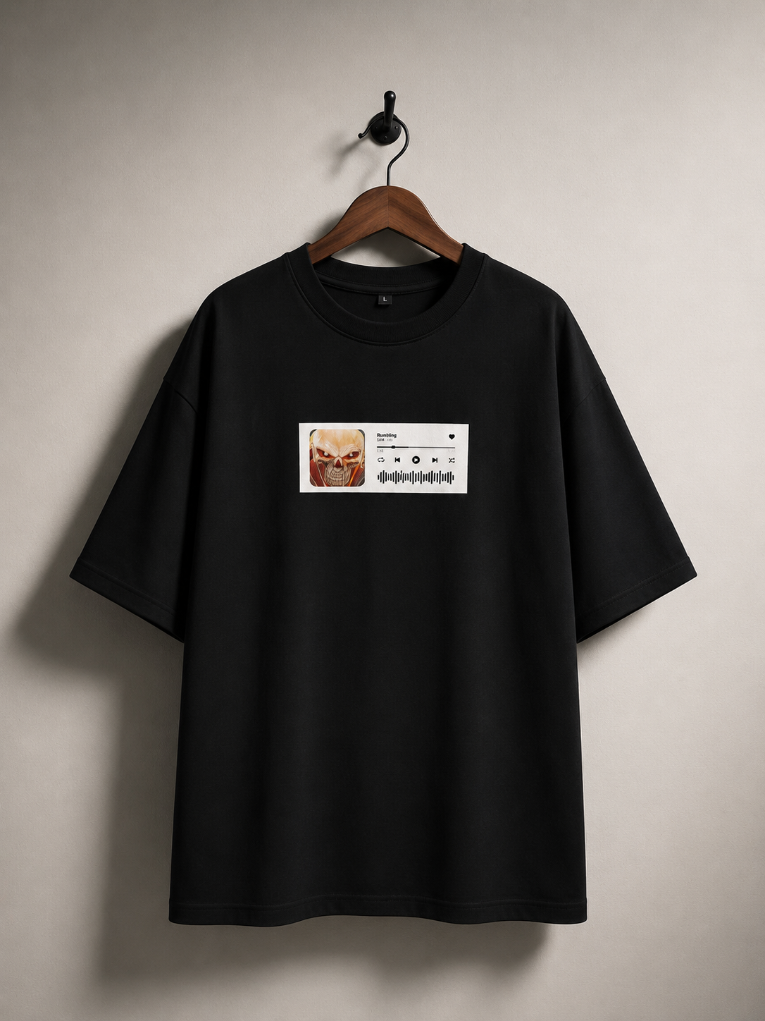 Blood boiling“Rumbling” Oversized Graphic T-Shirt | 240 GSM French Terry Cotton | Anime Streetwear (Black)