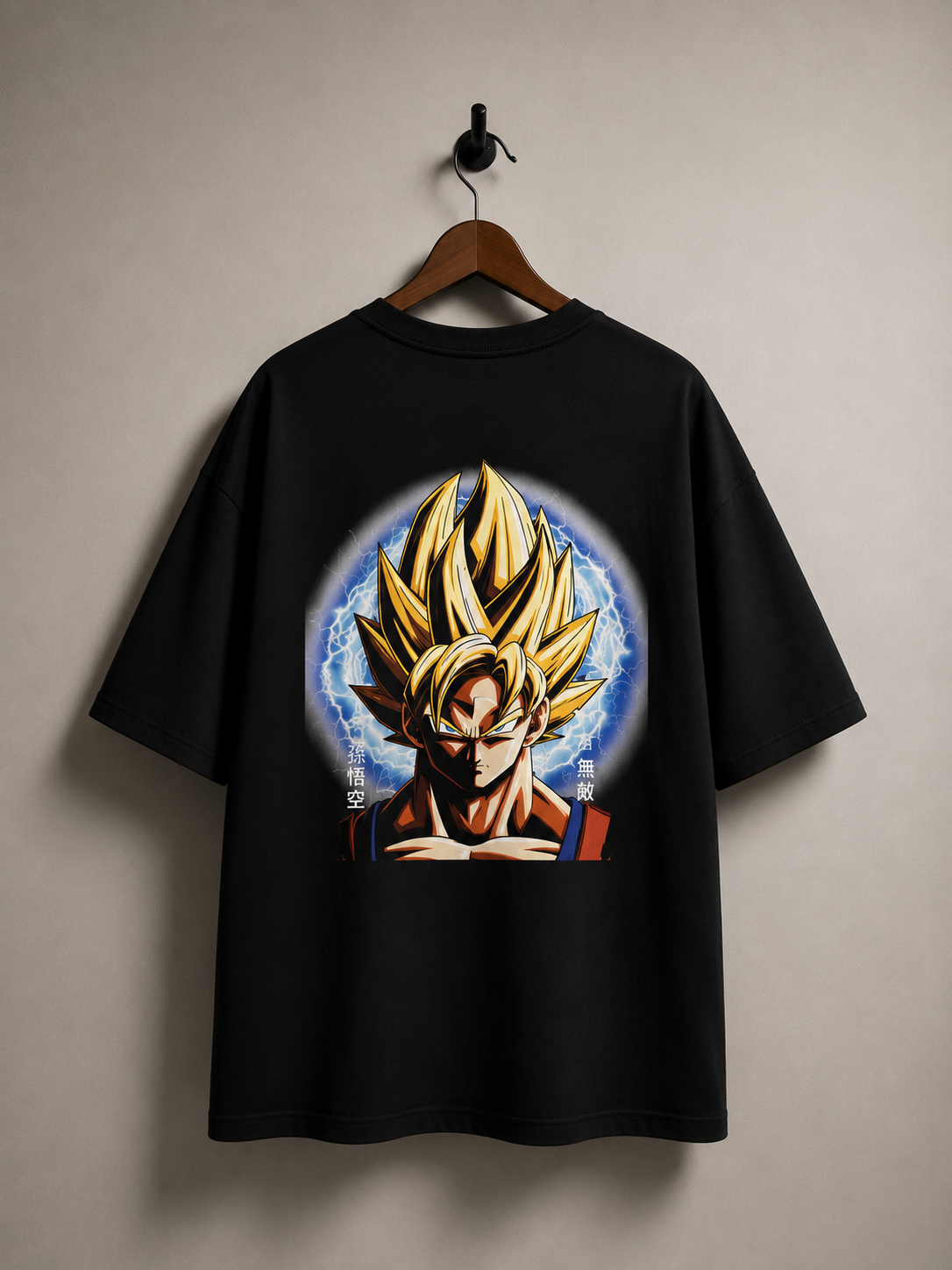 GOKU Awakening Oversized Graphic T-Shirt | 240 GSM French Terry Cotton | Anime Streetwear (Black)