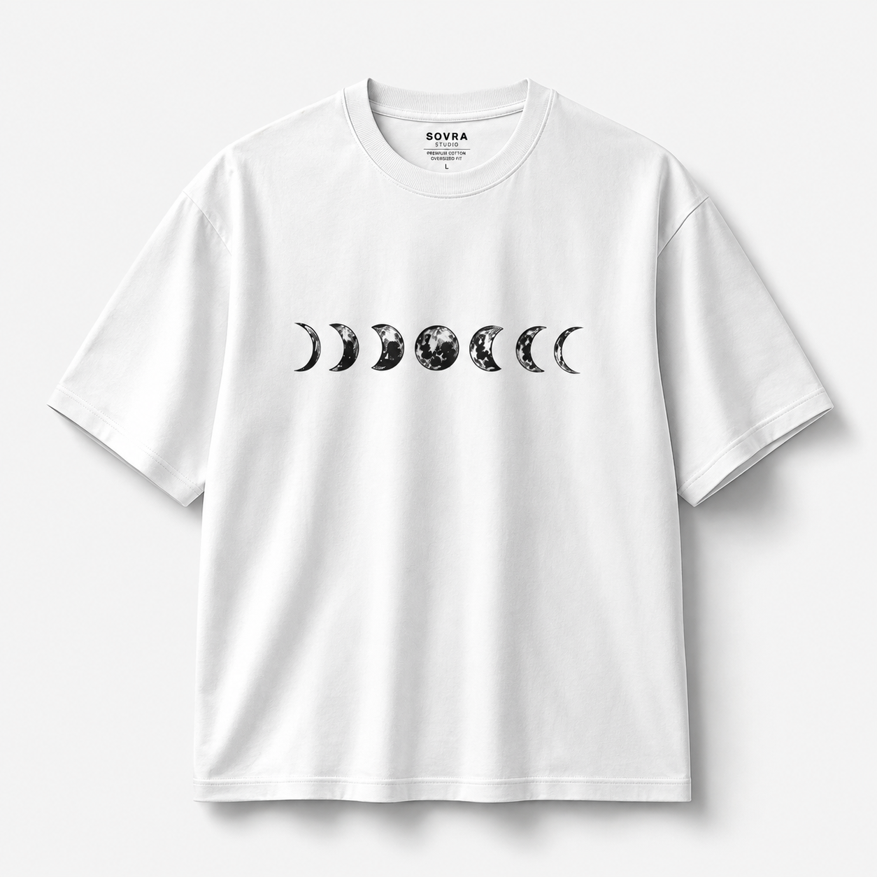 Moonlit Oversized Graphic T-Shirt | 240 GSM French Terry Cotton | White