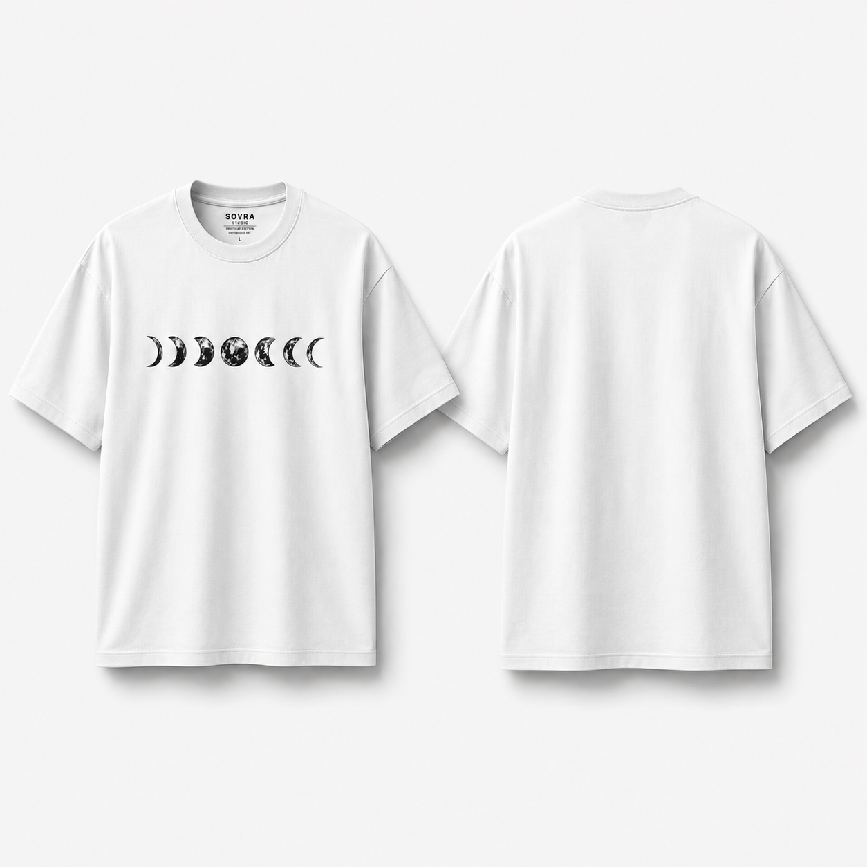 Moonlit Oversized Graphic T-Shirt | 240 GSM French Terry Cotton | White